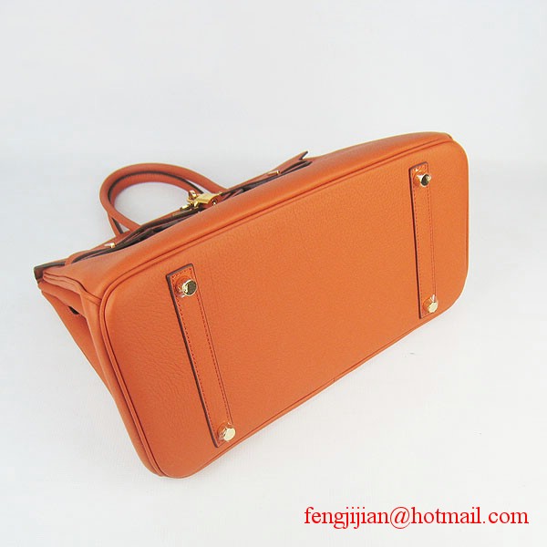 Hermes Birkin 35cm Tendon Veins Leather Bag Orange Gold Hardware